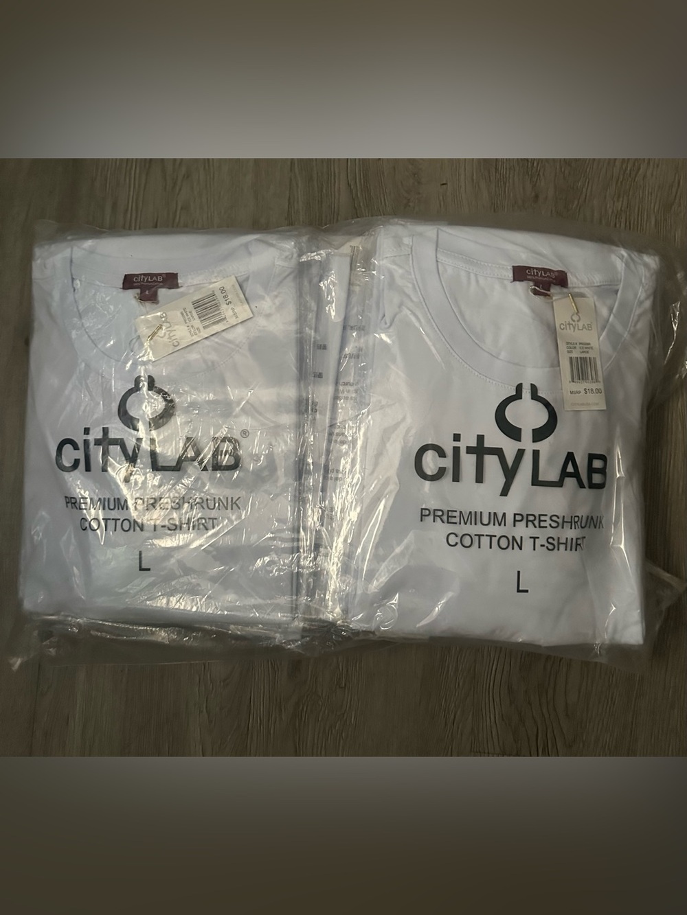 CityLAB Premium Preshrunk Cotton T-Shirt Bulk Lot White Large L New With Tags